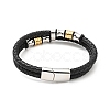 Cowhide Braided Double Layer Bracelet with 304 Stainless Steel Magnetic Clasps BJEW-H552-03PG-2