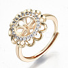 Adjustable Brass Micro Cubic Zirconia Finger Ring Settings KK-T062-64G-NF-1