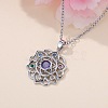 Chakra Lotus Flower Brass Pave Colorful Cubic Zirconia Pendant Necklaces for Women FS-WG17A97-01-5
