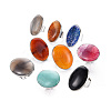 Adjustable Natural Mixed Gemstone Finger Rings G-S359-307-1