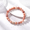 Natural Pink Aventurine Beads Stretch Bracelets for Women BJEW-JB12625-01-2