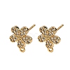 Flower Brass Micro Pave Cubic Zirconia Stud Earring Findings KK-B152-01A-G-1
