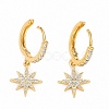 Brass Micro Pave Clear Cubic Zirconia Huggie Hoop Earrings EJEW-JE04380-01-3