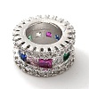 Flat Round Brass Micro Pave Colorful Cubic Zirconia European Beads KK-C072-15P-2