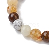8.5mm Round Natural Topaz Jade & Howlite & Tiger Eye & Citrine Bead Stretch Bracelets for Women BJEW-JB10944-02-2
