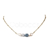 Dyed Natural Cultured Freshwater Pearl Potato & Glass Beaded Pendant 304 Stainless Steel Satellite Chain Necklaces for Women NJEW-JN05937-01-2
