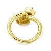 Brass with Cubic Zirconia Open Cuff Ring RJEW-B051-04G-3