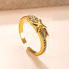 304 Stainless Steel Rhinestone Cuff Open Rings WG0D57E-01-1