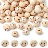 Printed Natural Wood European Beads WOOD-T019-13B-01-1