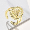 Brass Micro Pave Cubic Zirconia Cuff Rings RJEW-P149-01B-G-1