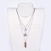 Bullet Natural Unakite Pendant Tiered Necklaces NJEW-JN02457-02-6