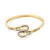 Colorful Cubic Zirconia Hollow Out Teardrop Hinged Bangle BJEW-L681-006G-1