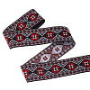 7M Ethnic Style Polyester Rhombus Flower Jacquard Ribbon OCOR-WH0101-05-1