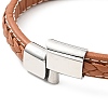 Cowhide Braided Flat Cord Bracelet with 304 Stainless Steel Magnetic Clasps BJEW-H552-01P-02-3