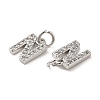 Brass Micro Pave Grade AAA Cubic Zirconia Charms ZIRC-P067-11P-N-NR-3