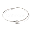 Rack Plating Brass Micro Pave Clear Cubic Zirconia Letter Open Cuff Bangles BJEW-A018-01P-D-2