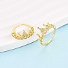 Brass Micro Pave Cubic Zirconia Cuff Rings for Women KK-T071-70G-1
