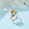 Colorful Glass Teardrop Finger Ring RJEW-JR00653-2