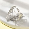 304 Stainless Steel Wave Open Cuff Ring for Women RJEW-M025-01P-3