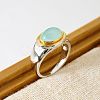 Oval Brass Cat Eye Finger Rings FS-WGC727D-04-2