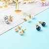 Natural Pearl Rondelle Stud Earrings EJEW-JE04585-1