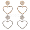 ANATTASOUL 2 Pairs 2 Colors Crystal Rhinestone Hollow Out Heart Dangle Stud Earrings EJEW-AN0001-26-1