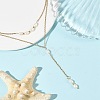 Natural Cultured Freshwater Pearl Two Sides Polished Y Tassel 304 Stainless Steel Double Layered Necklaces for Women NJEW-JN06359-1
