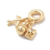 Brass Clear Cubic Zirconia Plane & Egg & Camera European Dangle Charms KK-M305-09G-2