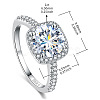 Rhodium Plated 925 Sterling Silver Pave 9.4x5.6mm Moissanite Finger Rings for Women WGE3211-18-2