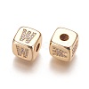 Brass Micro Pave Cubic Zirconia Beads KK-K238-16G-W-2