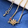 Brass Micro Pave Cubic Zirconia Birthday Flower Link Bracelets BJEW-U031-01G-07-3