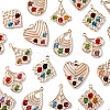 30Pcs 6 Styles Iron & Glass Pendants IFIN-FS0001-52-3
