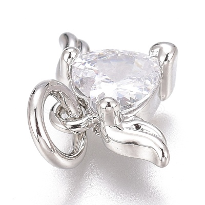 Brass Micro Pave Clear Cubic Zirconia Charms ZIRC-O035-26P-1