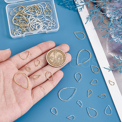 90Pcs 12 Style Teardrop Brass Linking Rings KK-PH0009-91-1