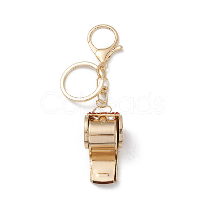 Shining Zinc Alloy Rhinestone Whistle Pendant Keychain KEYC-O014-01G-02-1