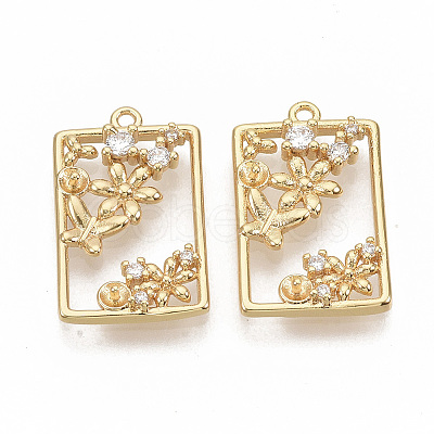 Brass Micro Pave Clear Cubic Zirconia Peg Bails Pendants KK-T051-01G-NF-1