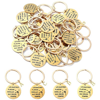 201 Stainless Steel & Brass Letter Keychain KEYC-YW00095-01-1