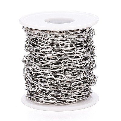 Tarnish Resistant 304 Stainless Steel Paperclip Chains CHS-M003-15P-1