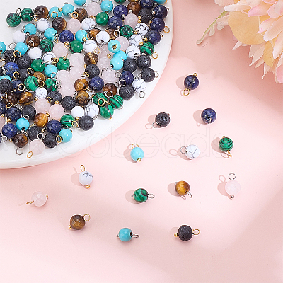 140Pcs Natural & Synthetic Gemstone Pendants PALLOY-AR00044-1