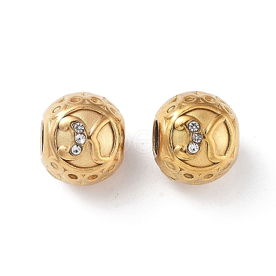 Ion Plating(IP) 304 Stainless Steel Rhinestone European Beads STAS-A092-10K-G-1