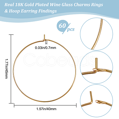 60Pcs 316 Surgical Stainless Steel Wine Glass Charms Rings STAS-BBC0003-16-1