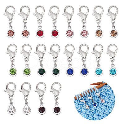20Pcs 10 Colors Alloy Glass Pendant Stitch Markers HJEW-NB00036-1