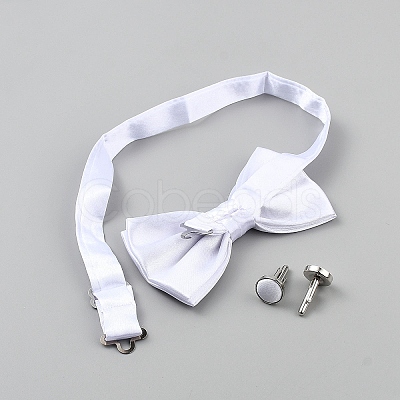 Polyester Pocket Towel Accessories & Bowknot Ties & Iron Cuffinks Sets AJEW-WH20007-78E-1