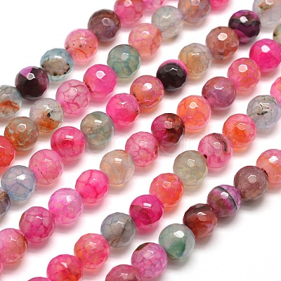 Dyed Natural Agate Faceted Round Beads Strands G-E267-31-1