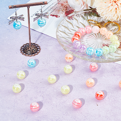60Pcs AB Color Plated Acrylic Beads SACR-SC0001-40-1