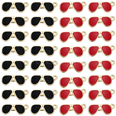 60Pcs 2 Colors Alloy Enamel Pendants ENAM-SC0007-81-1