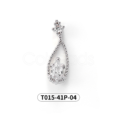 Chinese lute Shape Brass Micro Pave Clear Cubic Zirconia Nail Gems Set MRMJ-T015-41P-04-1