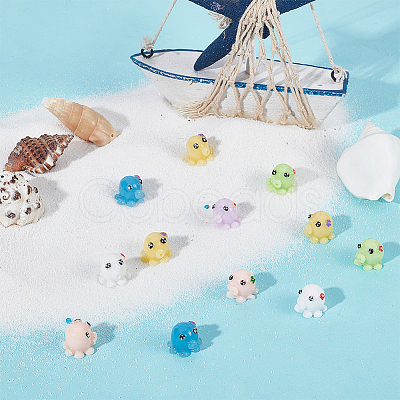 36Pcs 6 Colors Mini Resin Octopus Ornaments CRES-SC0002-70-1