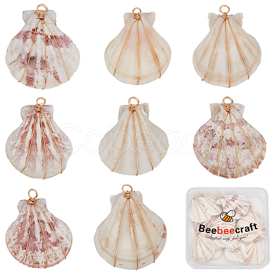 20Pcs Natural Scallop Shell Dyed Pendants FIND-BBC0003-15-1