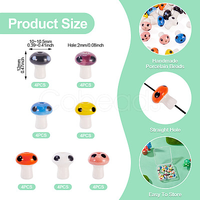 28Pcs 7 Colors Handmade Porcelain Beads PORC-TA0001-23-1
